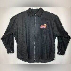 Vintage 1999 Dehen Mens Size L Sylvania Alamo Bowl Black Wool Jacket Made in USA